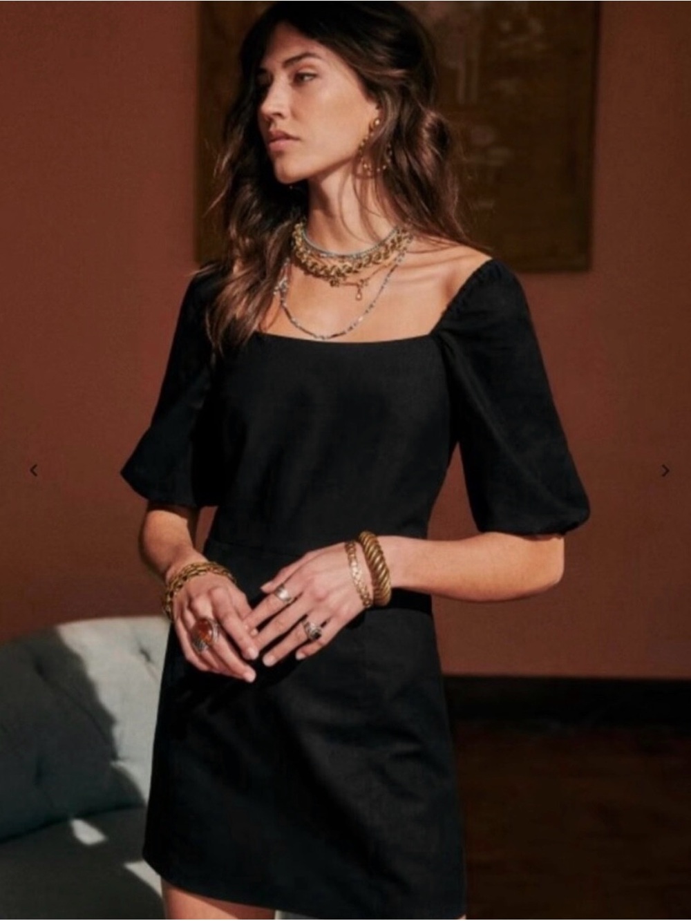 NWT Sézane Black Square-Neck Mini Dress